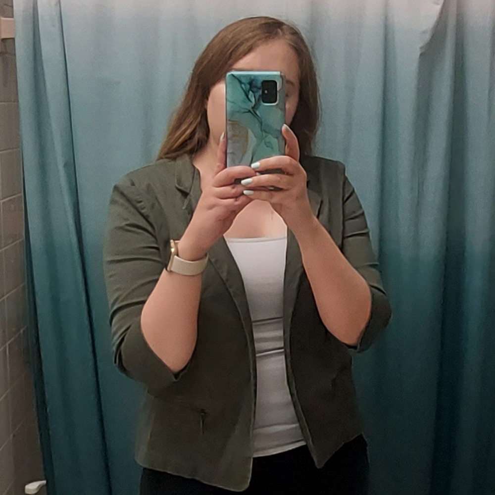 Roz & Ali Army Green 3/4 Sleeve Jacket